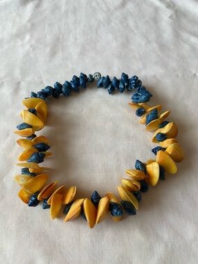 Handcrafted Yellow and Blue Shell Necklace - Women Jewelry